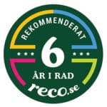 Uppskattat bolag - Rekommenderade av våra kunder genom Reco.se 6 år i rad!